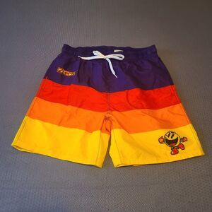 Pac-Man Swimming Trunks XL Mens Upf +50 Uv Protection Shorts Mesh Liner Pockets
